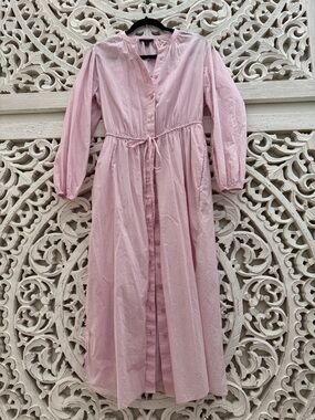 J. Crew 100% Cotton Light Pink Button-Front Maxi Dress